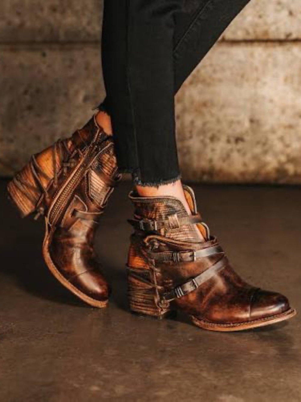 Freebird boots bootie, Crue, Copper (Brown, Cognac), Size 8, Genuine Leather